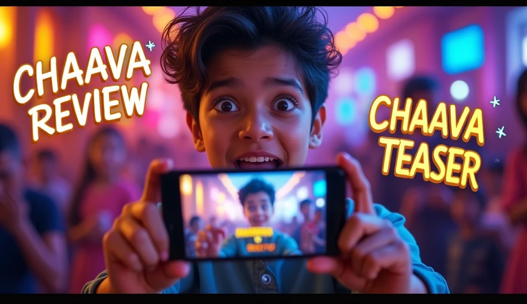 Create a youtube thumbnail for CHHAAVA TEASER  😅 REVIEW