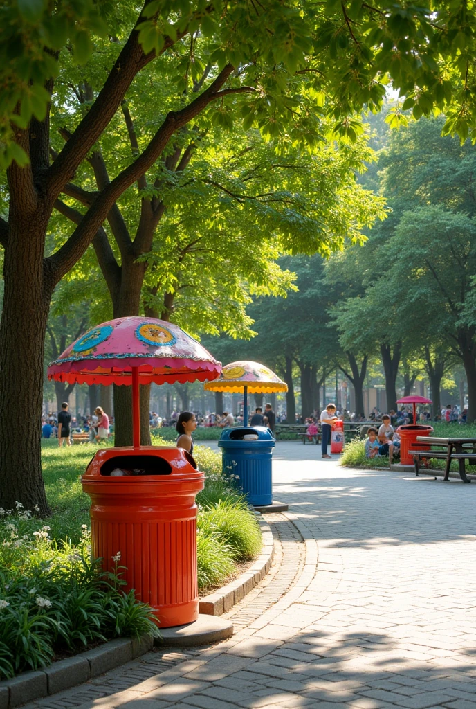 INCREASE TRASH CANS AND GIVE THEM SOMETHING TO SHADE THEMSELVES FROM THE SUN