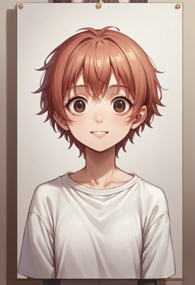 A picture of a short-haired girl smiling, Anime Sketch, Beautiful anime outline, Young Anime Girl, Anime Shading), Semi-realistic anime style, Detailed anime soft face, Female anime style, Anime style painting, Realistic anime face, Subtle anime style, Face Anime Portrait, Flat anime shading, Anime Shading, His cartoon portrait, Clean and detailed anime style