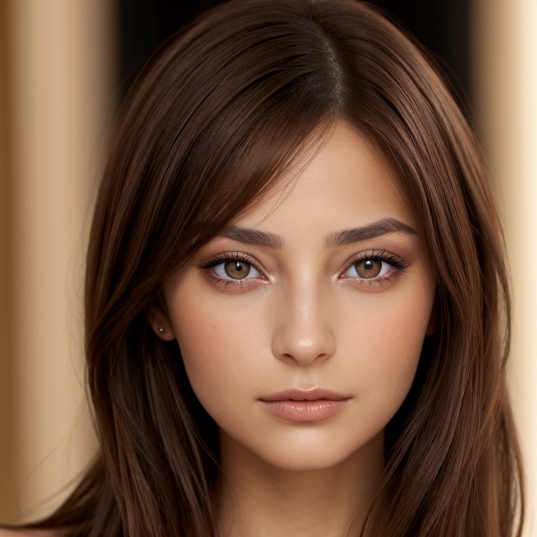 femme, brune, yeux marron, photo réaliste, de face,
