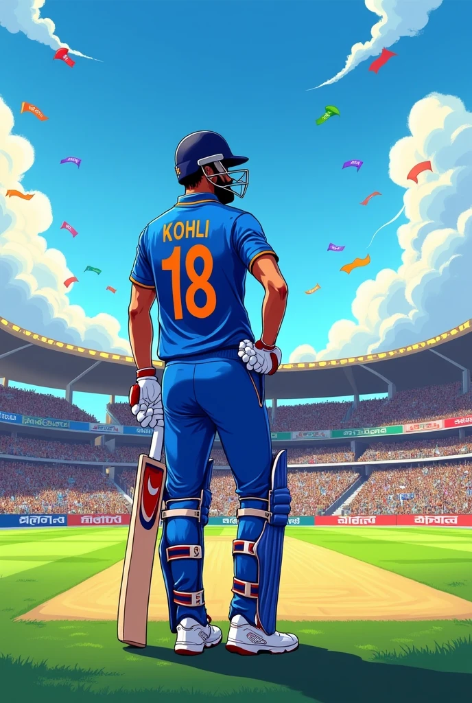 Full sky blue indian cricket team jersey,whose back side bold KING name number 18