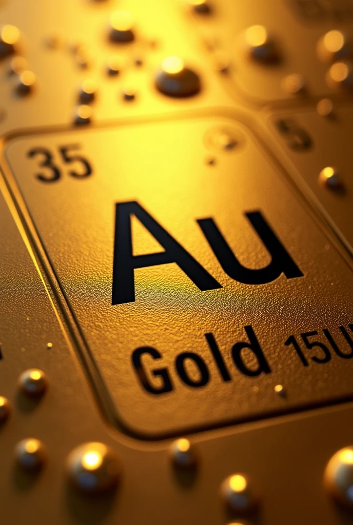 Create an image showing the periodic table with the element Gold (ouch) Outstanding. Inclua o símbolo químico ouch em um fundo dourado e adicione uma etiqueta para reforçar que este é o símbolo do Ouro.