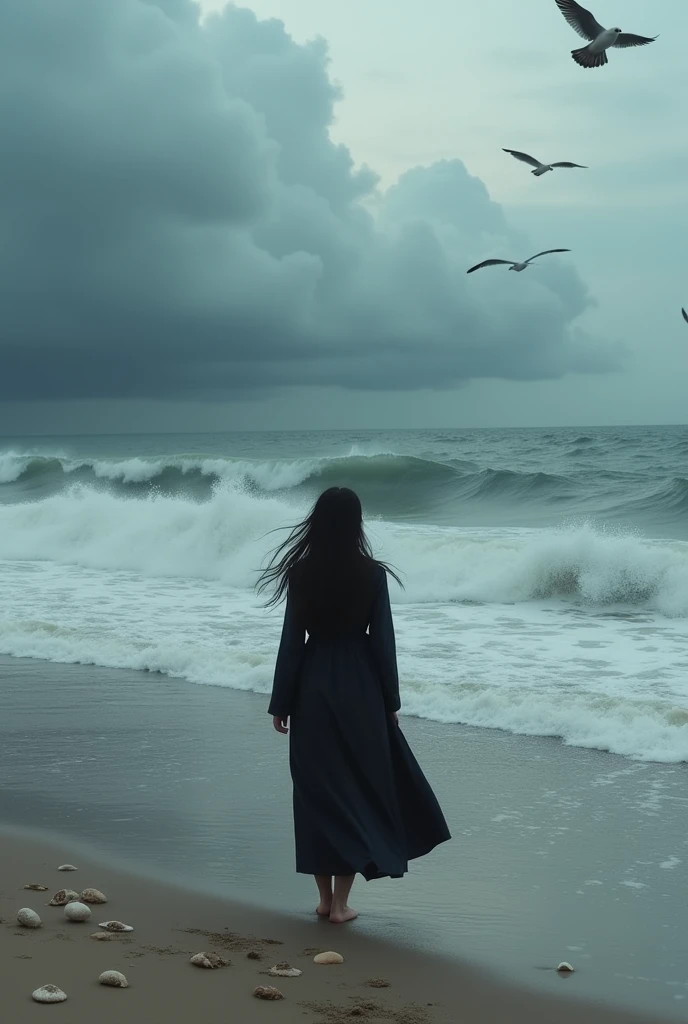Depressed,at the seaside,Asian