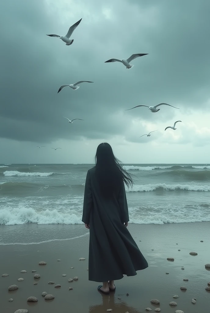 Depressed,at the seaside,Asian