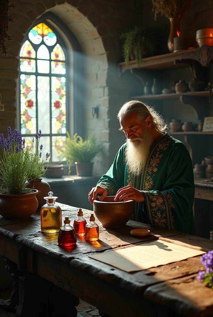 Herbal perfumes in the Middle Ages on the herbal table