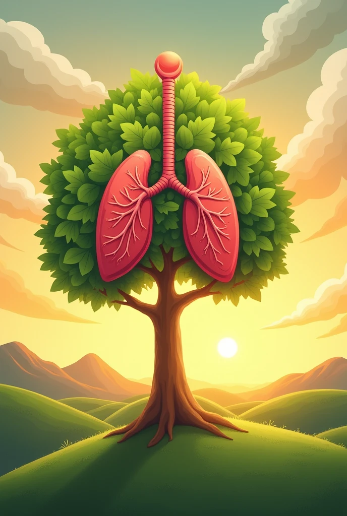 Realistic cartoon lung tree shaped drawing art gospel icon