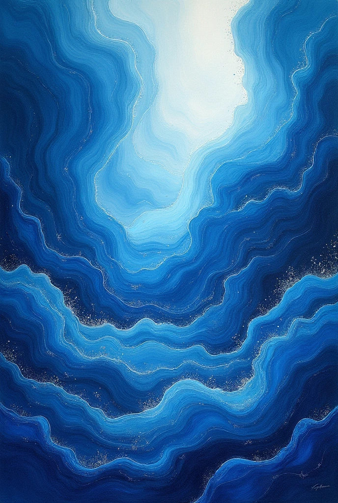 Very abstract drawing with blue colors and beautiful little details