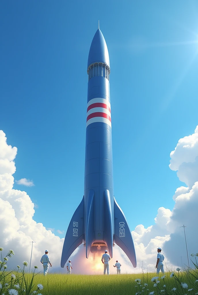 the blue rocket with red making the 55