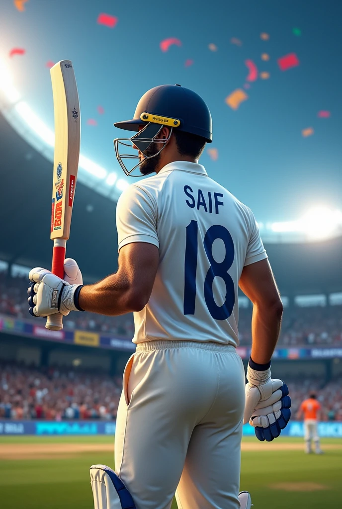 Virat Kohli ka jersey number 18 Ho 
Aur par saif likha ho aur hath me MRF ka bat pakda ho aur MRF ka bat ache se dikhe

