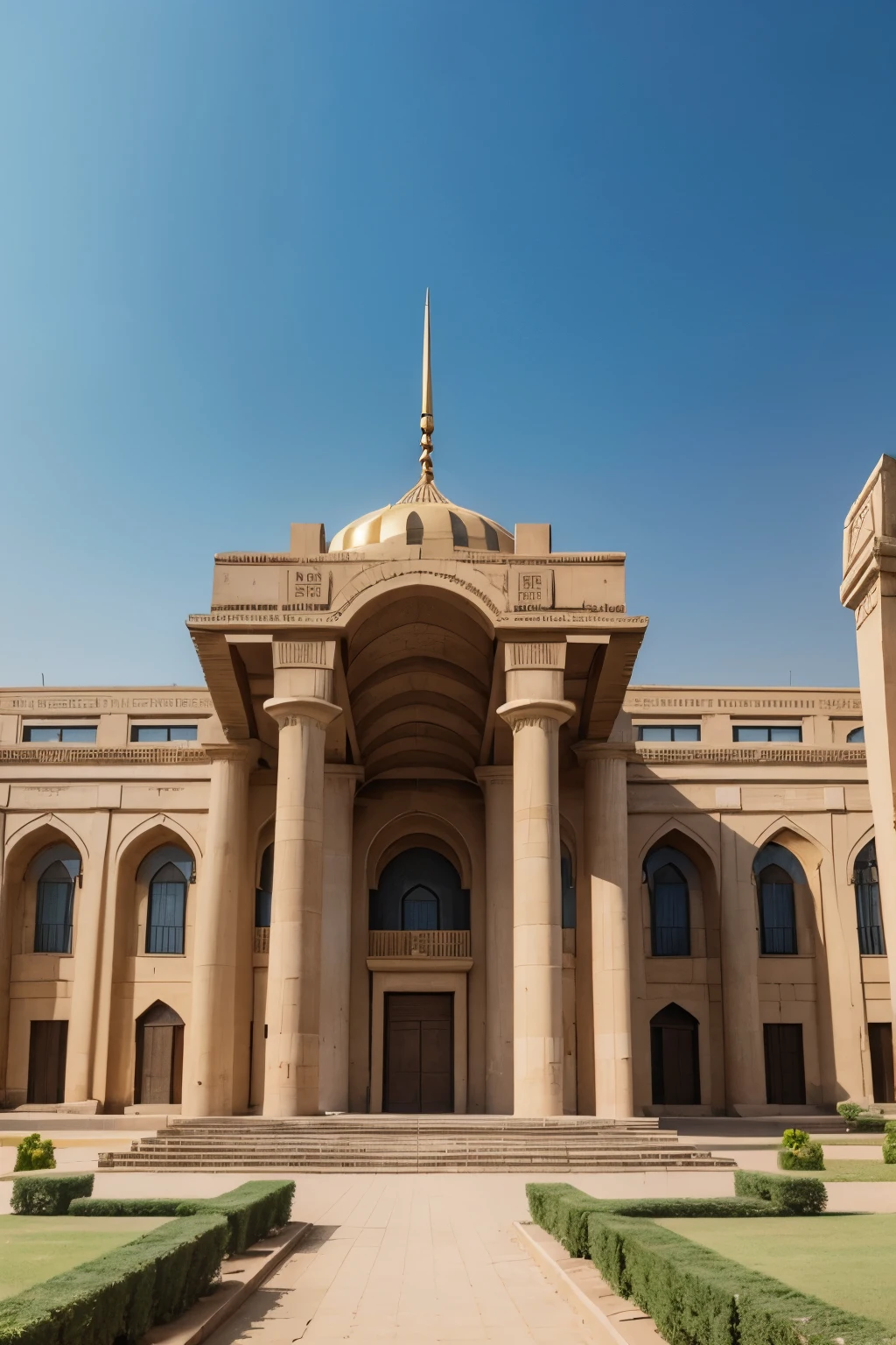 create a sumptuous Egyptian government palace in the pharaonic style on the banks of the Nile River