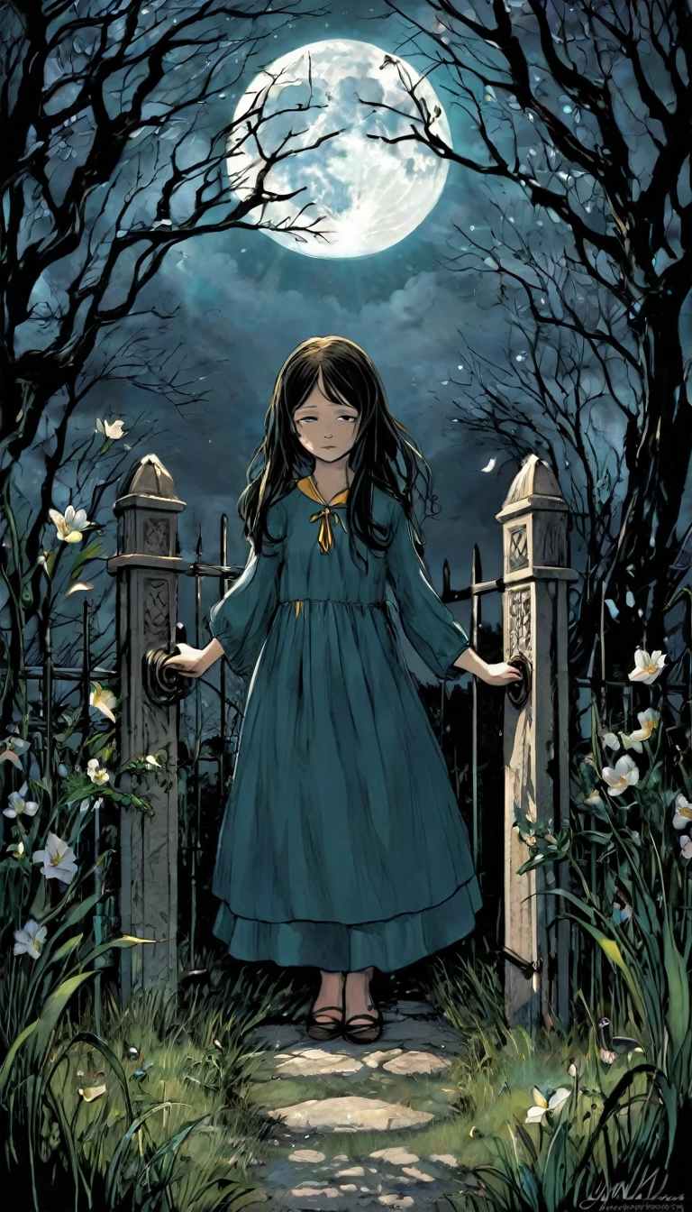 She never really had a chance
On that fateful moonlit night
Sacrificed without a fight
A victim of a circumstance
Now that I've become aware
And I've exposed this tragedy
A sadness grows inside of me
It all seems so unfair
I'm learning all about my life
By looking through her eyes
Just beyond the churchyard gates
Where the grass is overgrown
I saw the writing on her stone
I felt like I would suffocate
In loving memory of our child
So innocent, eyes open wide
I felt so empty as I cried
Like part of me had died
I'm learning all about my life
By looking through her eyes
And as her image
Wandered through my head
I wept just like a baby
As I lay awake in bed
And I know what it's like
To lose someone you love
And this felt just the same
She wasn't given any choice
Desperation stole her voice
I've been given so much more in life
I've got a son, I've got a wife
I had to suffer one last time
To grieve for her and say goodbye
Relive the anguish of my past
To find out who I was at last
The door has opened wide
I'm turning with the tide
Looking through her eyes, art inspired by Bill Sienkiewicz and Dave McKean