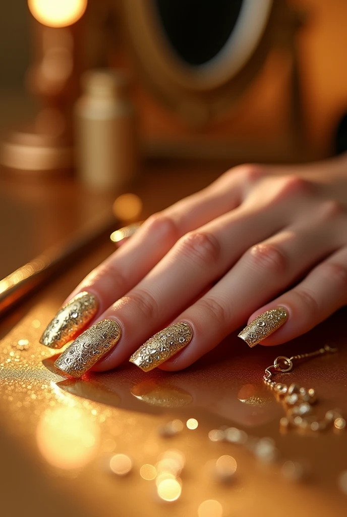 Gold artificial nails