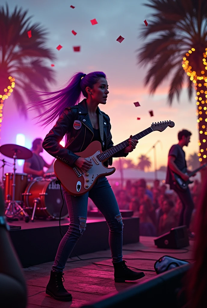 Creer moi une image en rapport avec les concerts, festivals, groupe de musique et instruments