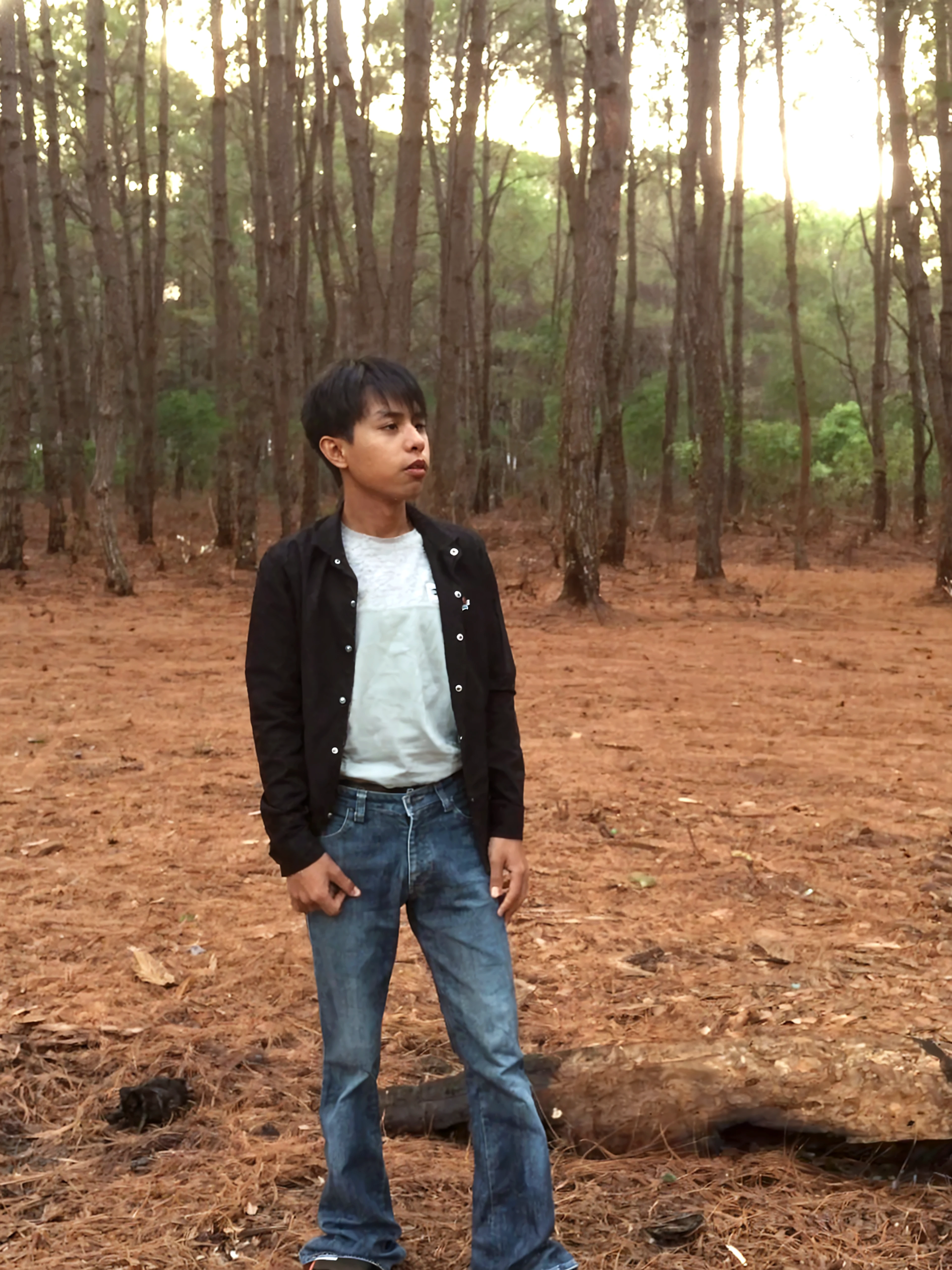 Portrait of a boy from a low position