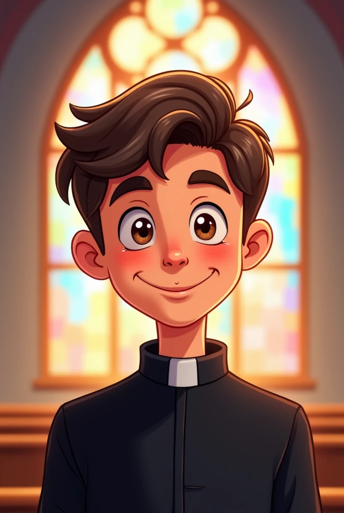 Young seminarian front face cartoon