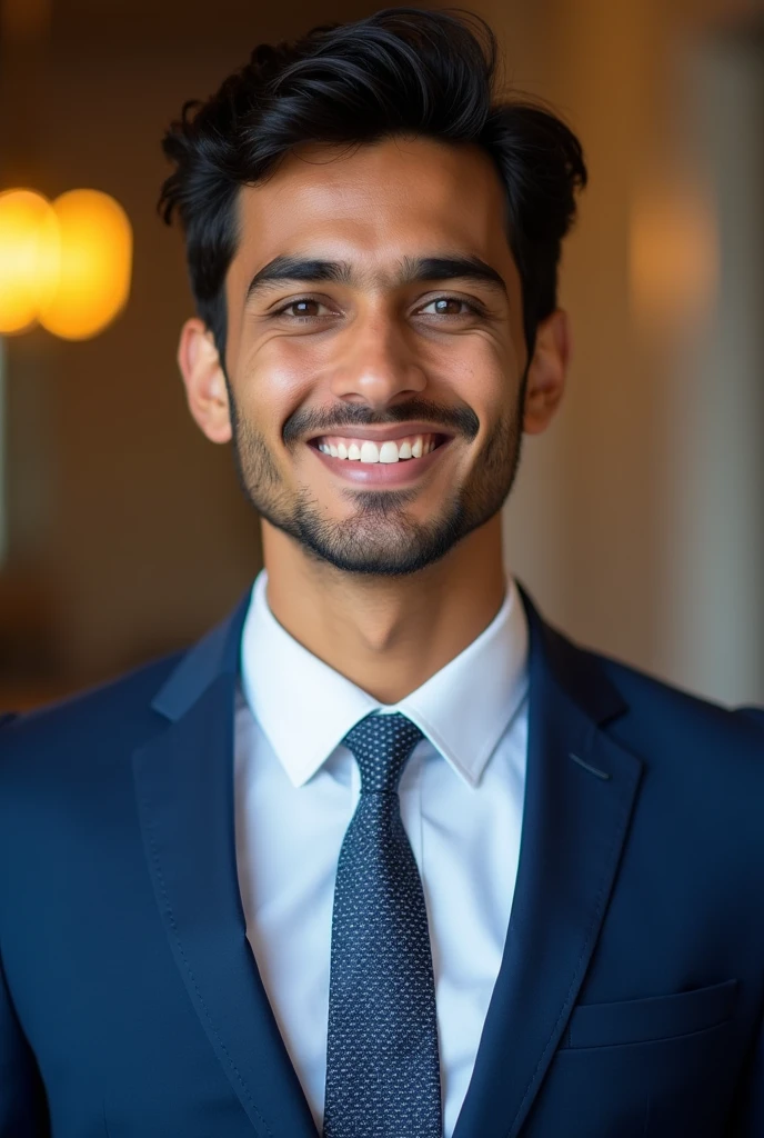 Create a photo Young indian boy age 24 years with dynamic personality and formal Clothes in face closeup photo for linkedin profile