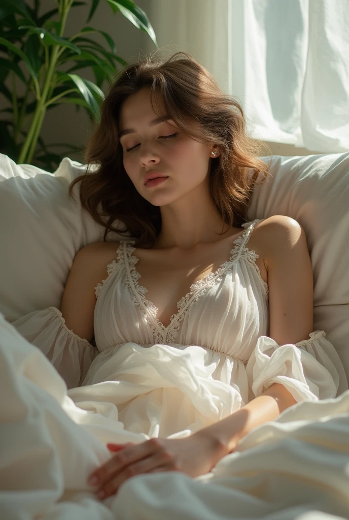The stunning beauty ALICE likes to sleep naked.Said to maintain youthful and beautiful skin.When she fell asleep today.Wearing a white gauze nightgown as thin as cicada wings.