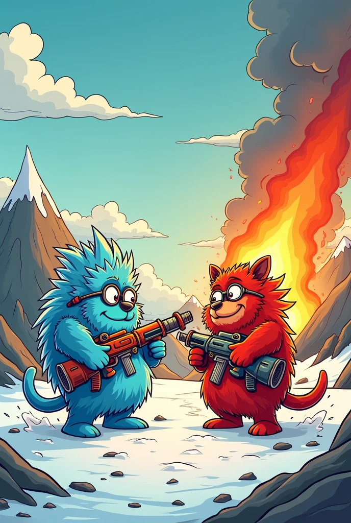 Cartoon about the cold war, without symbols and letters