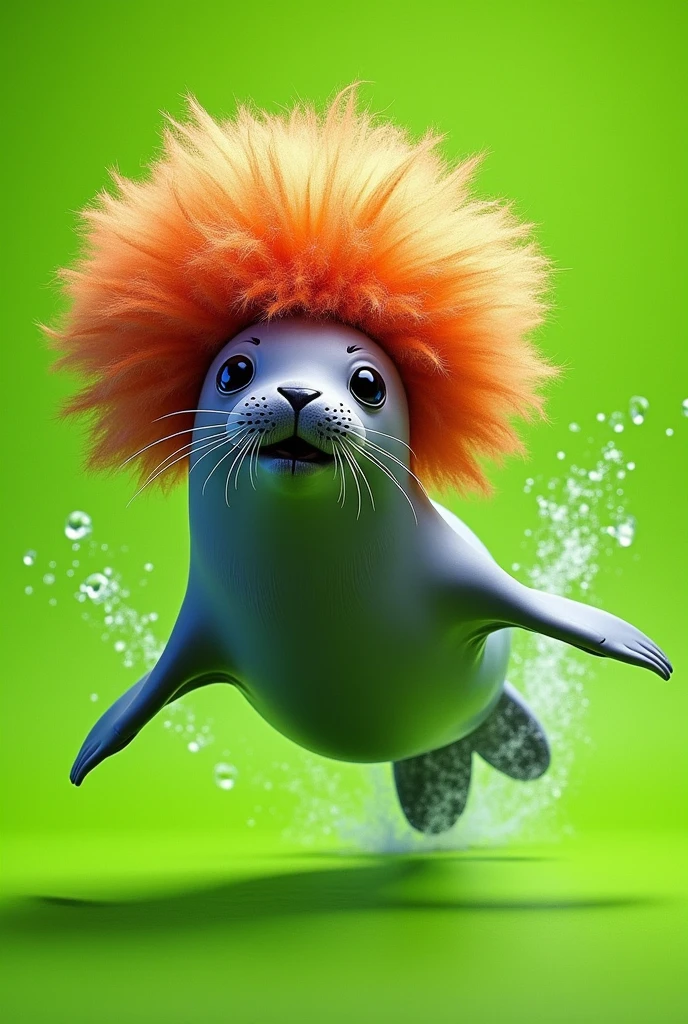 foca con peindo afro, chroma background