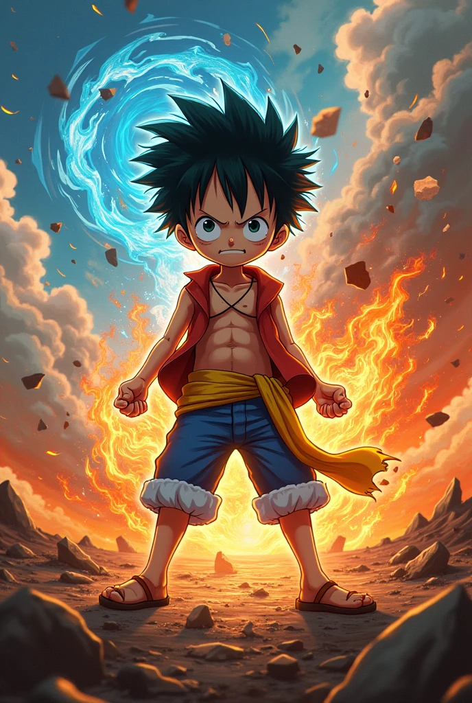 Son of Luffy and Nami using the powers of distortion against Akainu