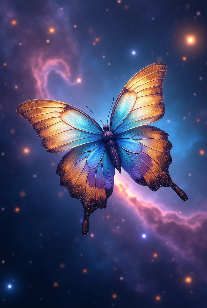a butterfly sitting in a galaxy