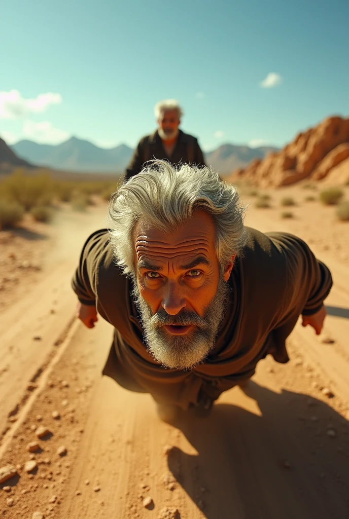 Mature Nicolas being dragged face up by his feet
