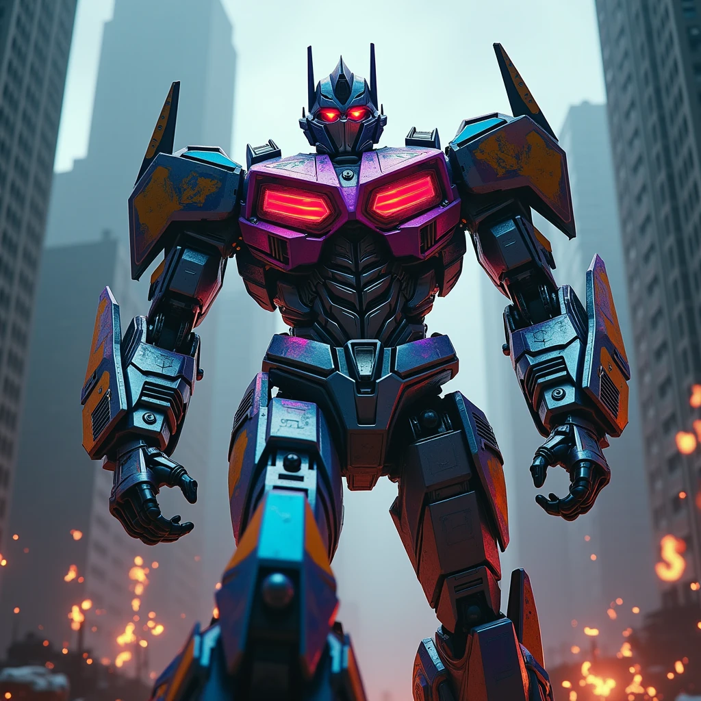 Tramsformer megatron high quality image vibrant colors menacing stare