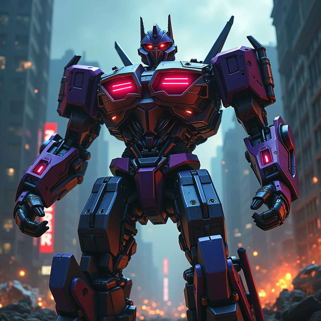 Tramsformer megatron high quality image vibrant colors menacing stare