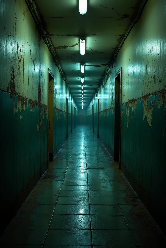 Endless abandoned corridor with no doors