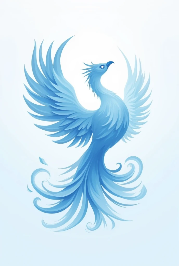 Create a phoenix logo in light blue and white colors