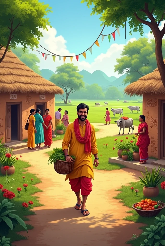 Creat a 3d AI IMMAGE of Indian village