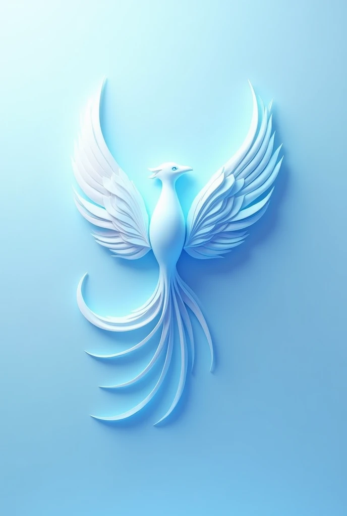 Create a phoenix logo in light blue and white colors 