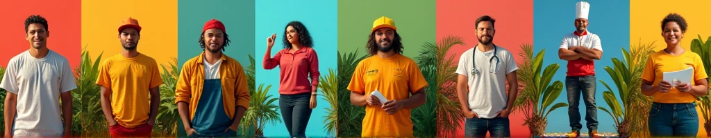 I created a banner with real people in 8k with professions like: teachers and educators, farmer, chef, cattle rancher, doctor, janitor, Trader, Healthcare Worker, an image with a colored background that reflects the reality of northeastern Brazil and current events that show the diversity of professions.