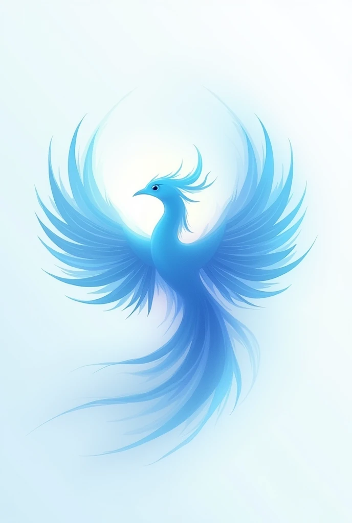 Create a logo of a phoenix in light blue and white animated colors