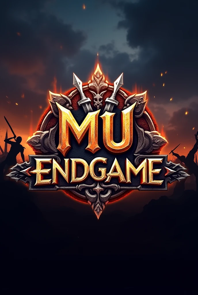 Create a logo with the name MU ENDGAME of mmorpg of mu online where there are wars and survivals 6.3 hard