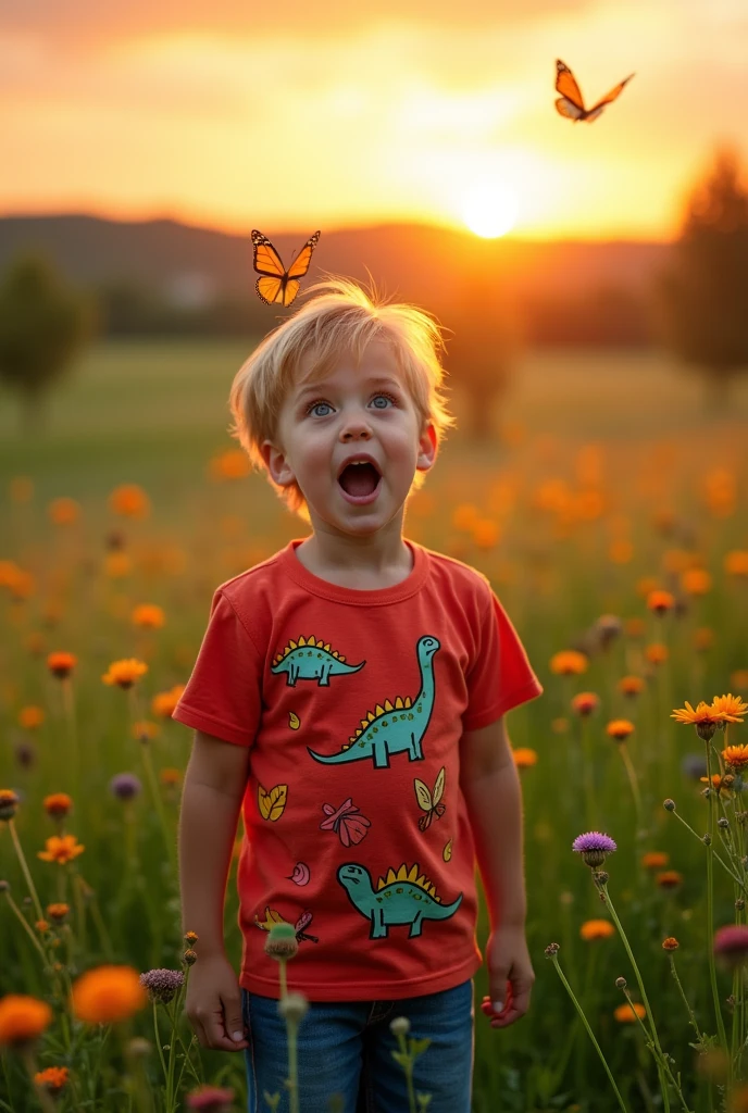 A young boy, wow face, amazing