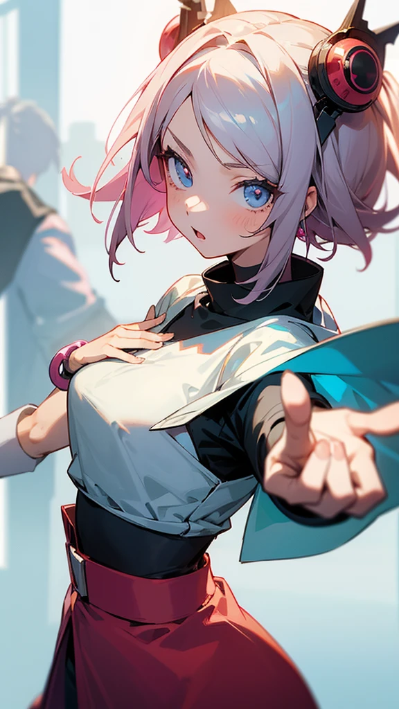 anime girls
a girl talking to another girl, and that girl is pointing back at a boy in the background