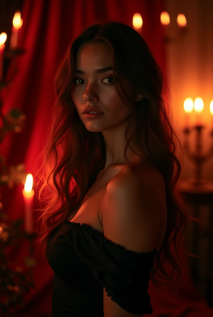 A beautiful woman burning with desire all over.Her lust is like ten thousand ants biting her all over.