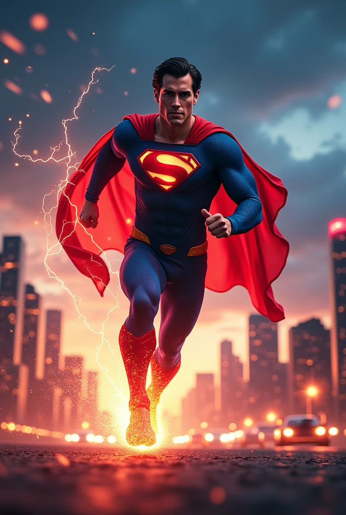 Flash and superman fused into a single character. Superflash. Both superman and flash. W1ith flash lower body and superman upper body