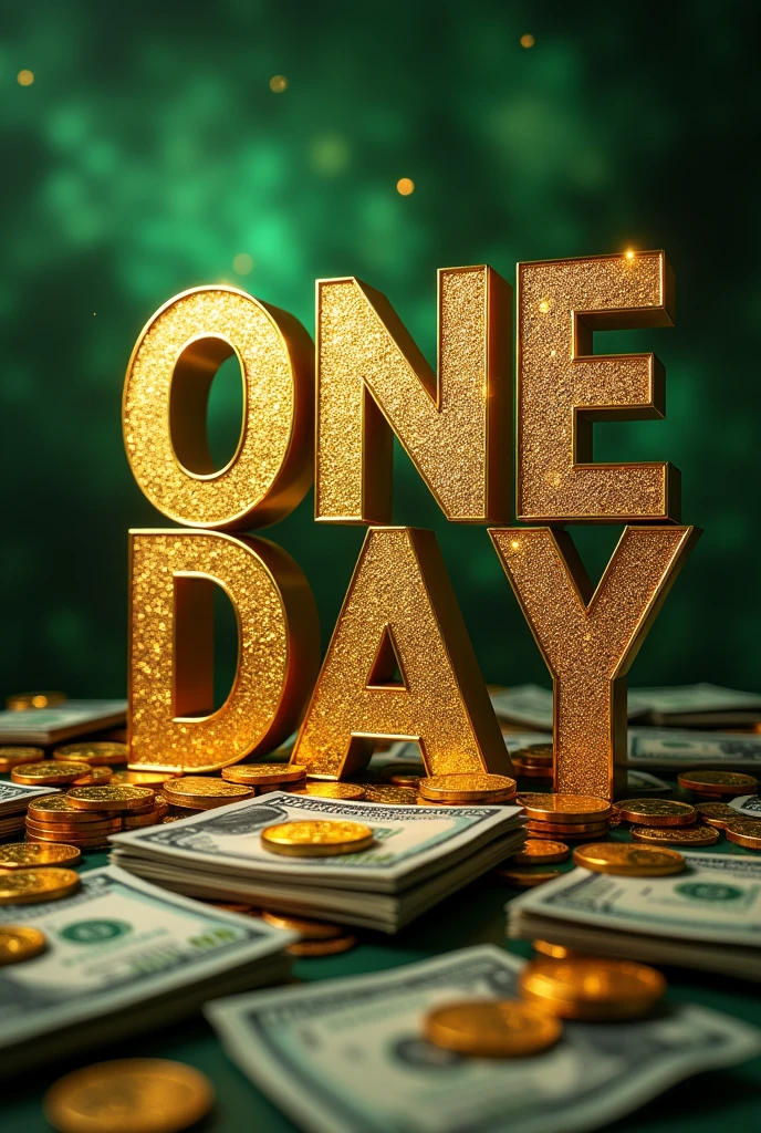 Image with money in the background and the words One Day in front