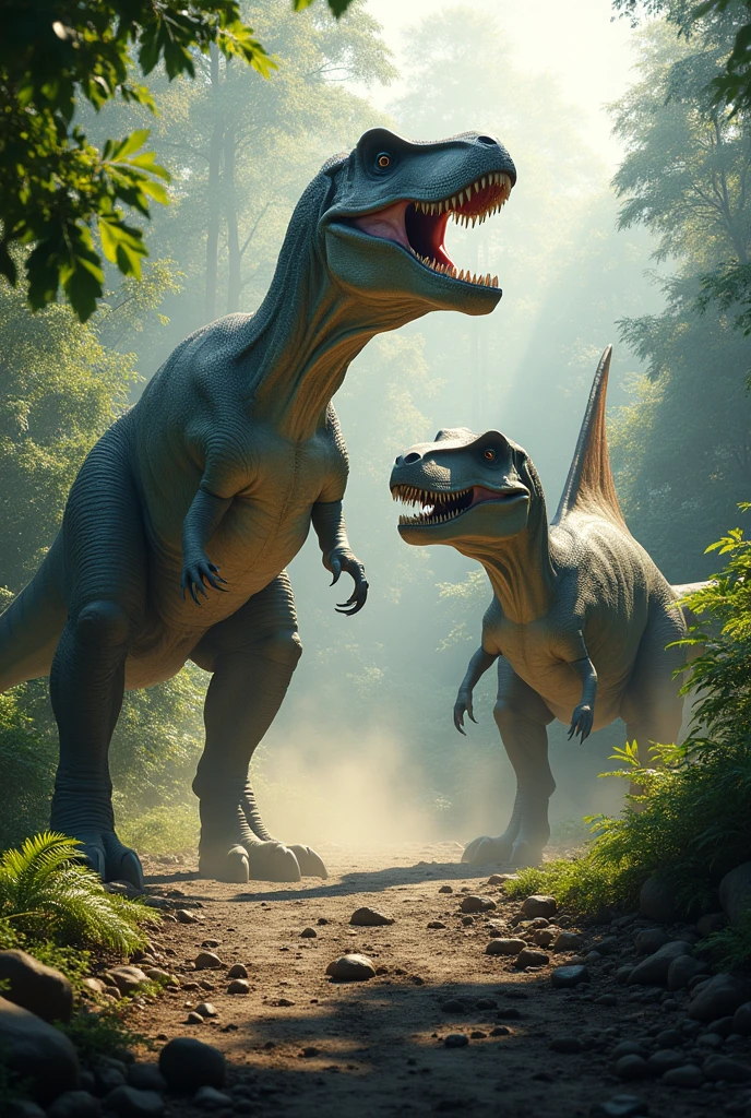 Jurassic World Tyrannosaurus and Spinoosaurus together