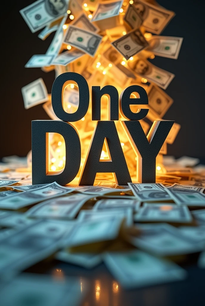 Image with money in the background and the words One Day in front