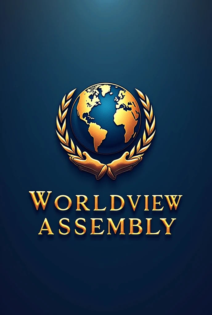 Logo of Worldview Assembly MUN with blue and gold theme
