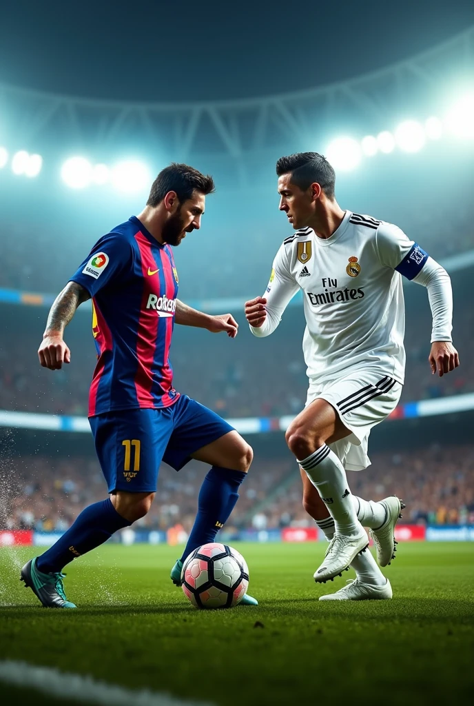 Create a fight between Messi and Cristiano Ronaldo 