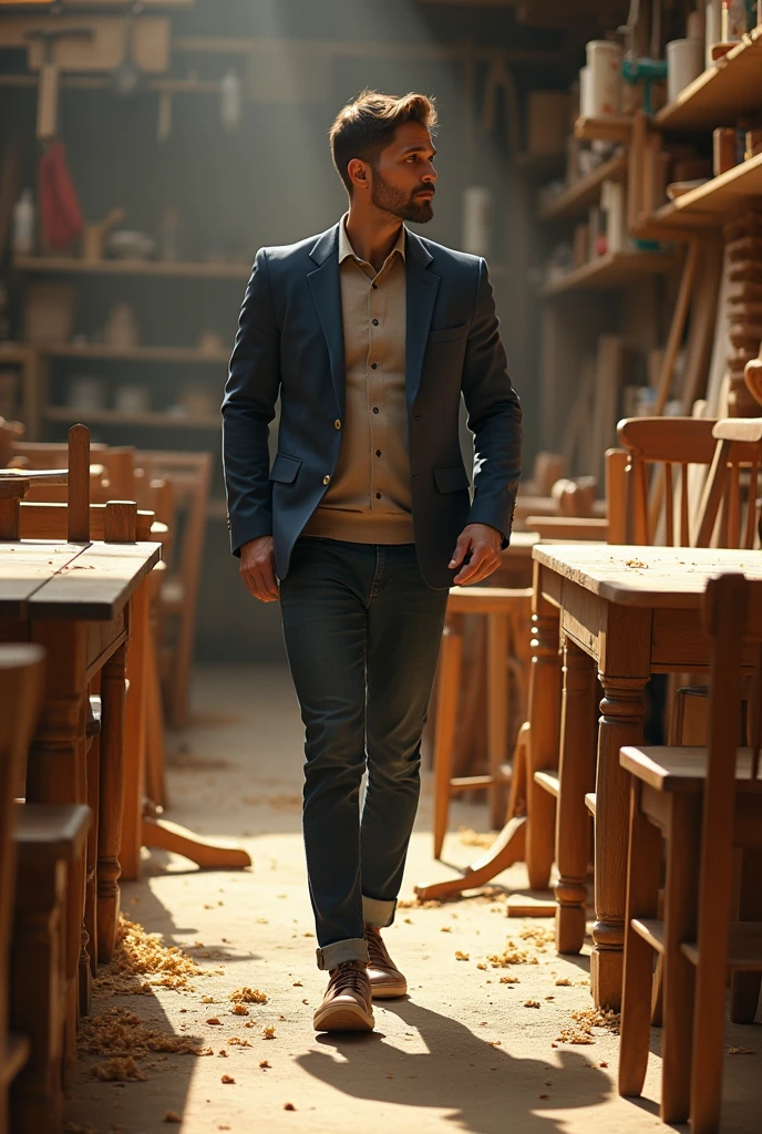 create me a furniture buyer in the carpentry shop
