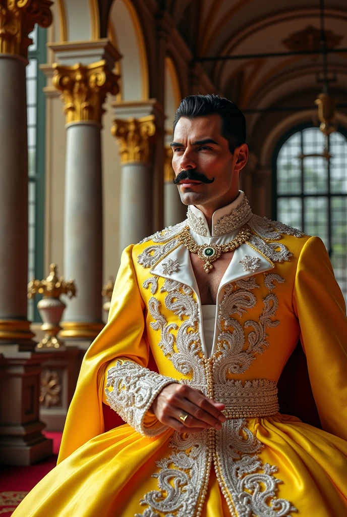 Freddy mercury déguisé en reine d'angleterre