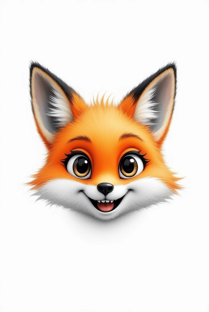 I need a graphite pencil sketch of the WhatsApp fox emoji face