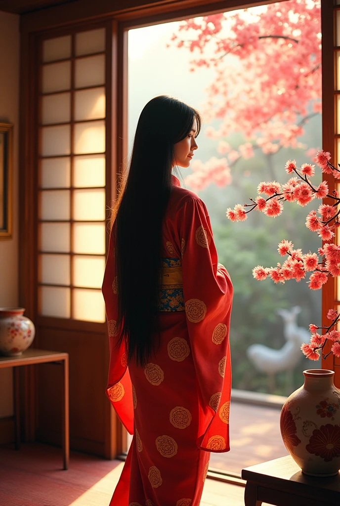 A Japanese woman with exuberant beauty in her home with a very attractive look