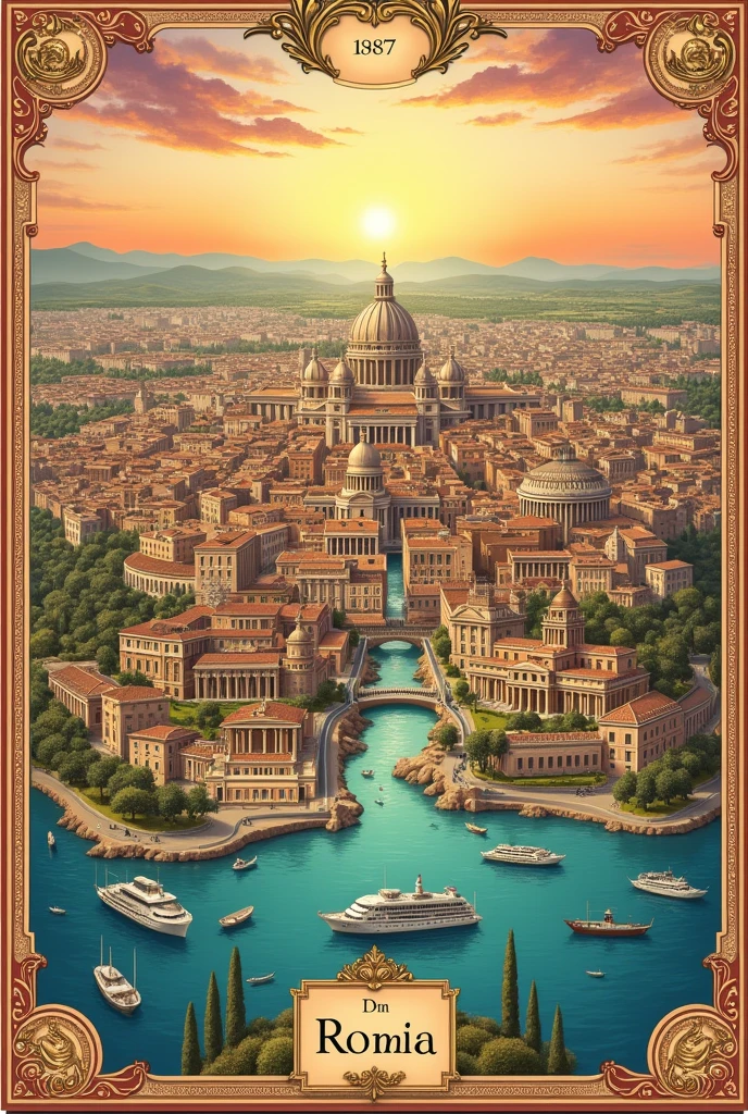 Create a horizontal map of Rome marked image