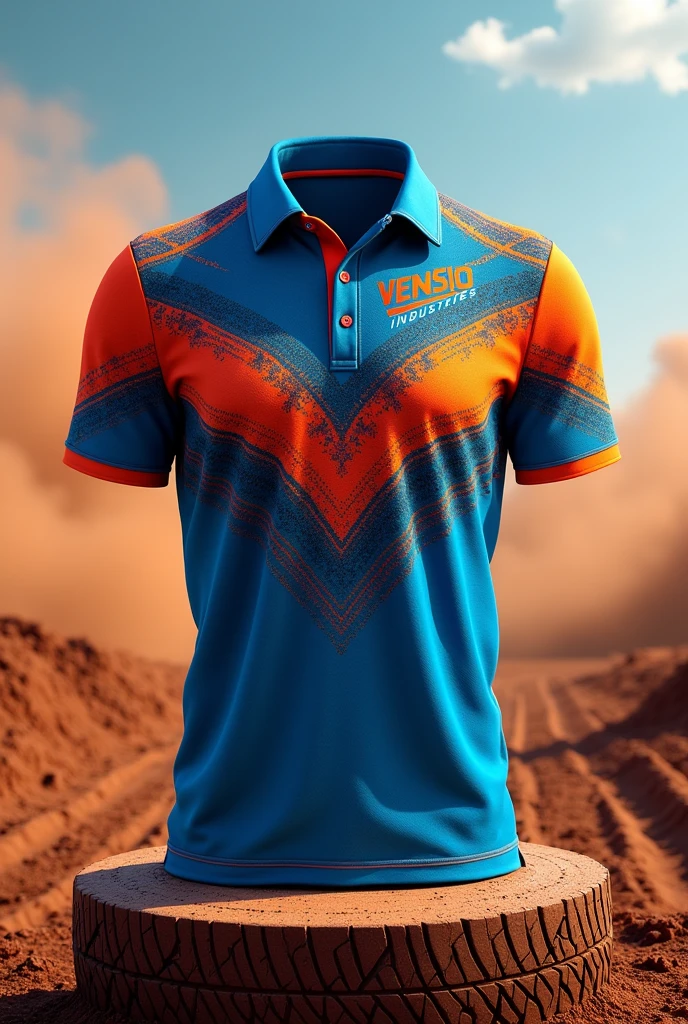 create Motocross crue polo shirt with beautiful design with VENSIO INDUSTRIES logo letters on it without wearing